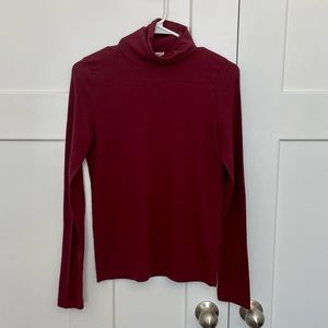 Madewell Bodycon Ribbed Burgundy Turtleneck - Size XL
